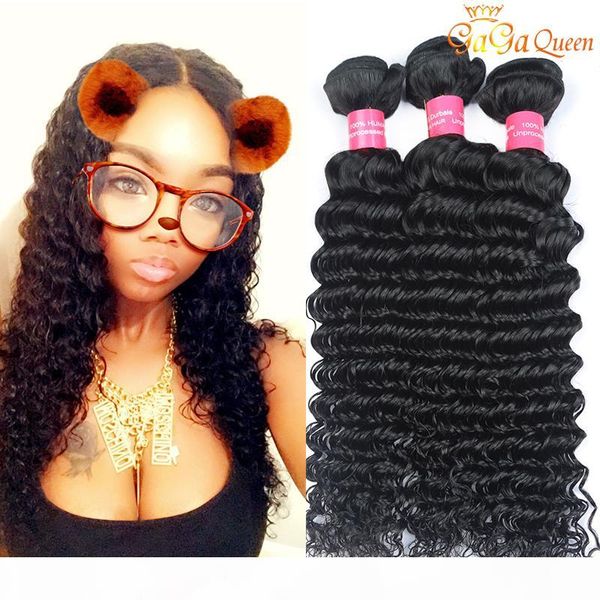 new arrival unprocessed indian virgin hair deep wave 3 or 4 pcs indian deep wave human hair bundles, Black 
new arrival unprocessed indian virgin hair deep wave 3 or 4 pcs indian deep wave human hair bundles, Black