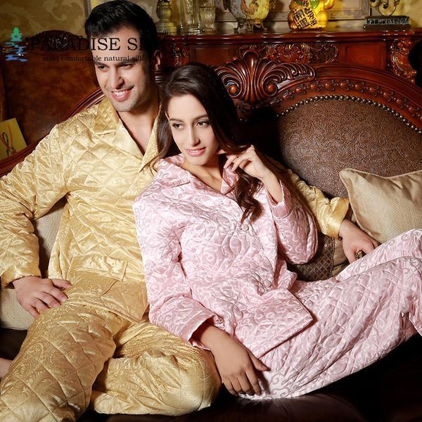 womens pajamas set 100% 19mm pure silk couple's pajamase set with silk filler for women size  l xl1, Black;red 
womens pajamas set 100% 19mm pure silk couple's pajamase set with silk filler for women size  l xl1, Black;red