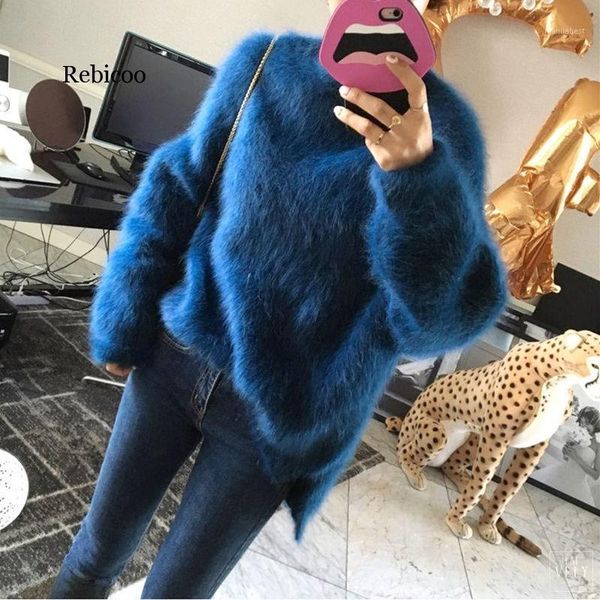 pink blue thick mink cashmere sweater women knitting pullover casual autumn winter 2020 loose jumper 1, White;black
pink blue thick mink cashmere sweater women knitting pullover casual autumn winter 2020 loose jumper 1, White;black