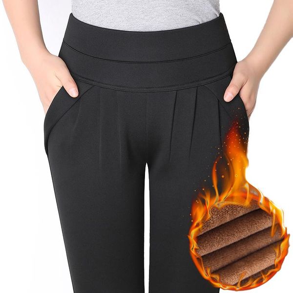 lpowss winter pants women korean style warm harem pants high waist leggings plus size black slim thick velvet trousers, Black;white
lpowss winter pants women korean style warm harem pants high waist leggings plus size black slim thick velvet trousers, Black;white