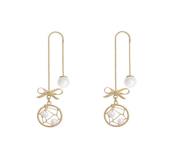 s925 silver needle bow dream catcher tassel earrings female net red super fairy temperament korean long pearl earrings, Black
s925 silver needle bow dream catcher tassel earrings female net red super fairy temperament korean long pearl earrings, Black