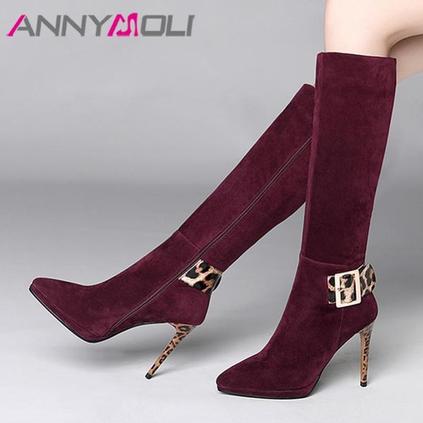 annymoli winter knee high boots women kid suede zip thin heels long boots leopard buckle extreme high heel shoes lady size 34-39, Black
annymoli winter knee high boots women kid suede zip thin heels long boots leopard buckle extreme high heel shoes lady size 34-39, Black