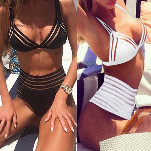 women high waist bikinis swimsuit women's swimwear bikini set sport suit, White;black
women high waist bikinis swimsuit women's swimwear bikini set sport suit, White;black