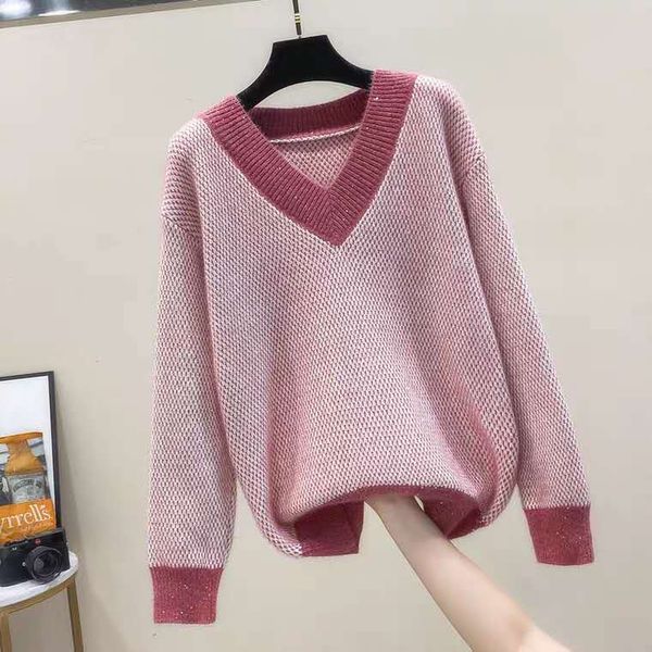 2020 new designer luxury womens stitching color sweater women autumn knitted v-neck sweater pullover winter casual loose, White;black
2020 new designer luxury womens stitching color sweater women autumn knitted v-neck sweater pullover winter casual loose, White;black
