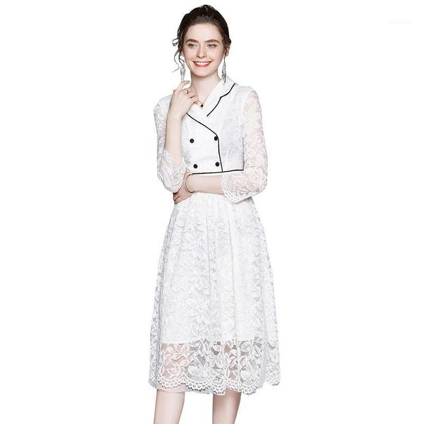 casual dresses fashion runway lace shirt dress women white flower embroidery party elegant double breasted black buttons midi dress1, Black;gray
casual dresses fashion runway lace shirt dress women white flower embroidery party elegant double breasted black buttons midi dress1, Black;gray
