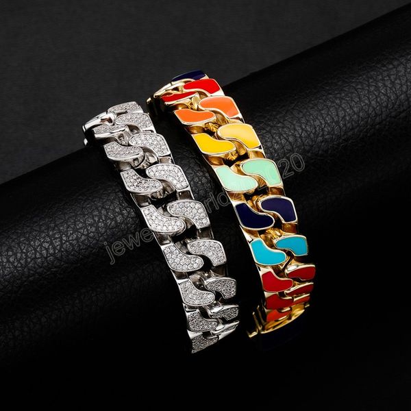 14mm double-sided chain bracelet iced out cubic zirconia with color dripping oil bracelet hip hop jewelry, Black
14mm double-sided chain bracelet iced out cubic zirconia with color dripping oil bracelet hip hop jewelry, Black