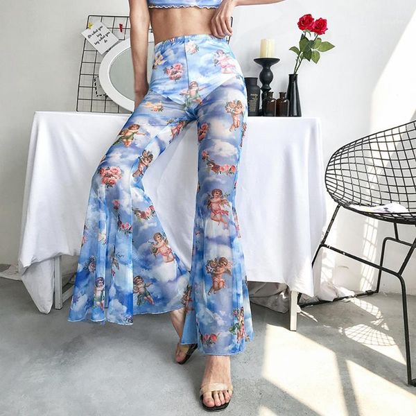women's angel printed high waist pants elastic long flared pants ladies fashion mesh sheer trousers club party wear summer 20191, Black;white
women's angel printed high waist pants elastic long flared pants ladies fashion mesh sheer trousers club party wear summer 20191, Black;white