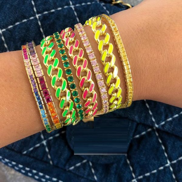 link, chain gold color 8mm width neon colorful enamel cuban link fashion european women bracelet, Black
link, chain gold color 8mm width neon colorful enamel cuban link fashion european women bracelet, Black