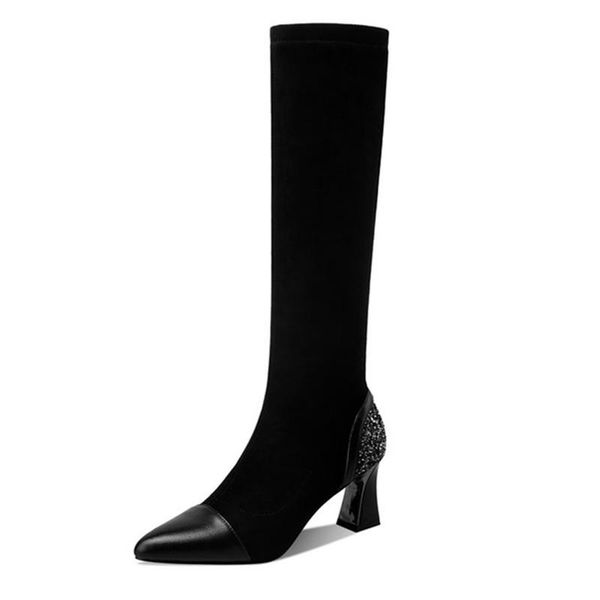 bling decoration leather long shoes woman heels winter high heels knee high boots wedding party poined toe winter boots, Black
bling decoration leather long shoes woman heels winter high heels knee high boots wedding party poined toe winter boots, Black