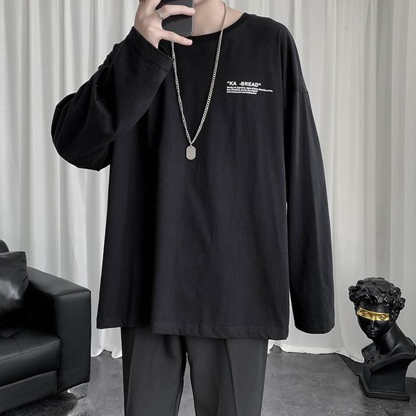 autumn boys' solid color long sleeve t-shirt trend lovers' loose inside with bottom coat, White;black
autumn boys' solid color long sleeve t-shirt trend lovers' loose inside with bottom coat, White;black