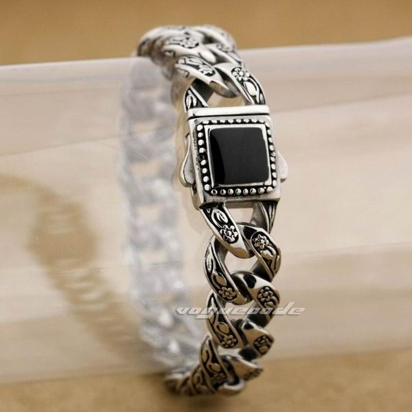 link, chain 10 lengths 316l stainless steel rose flower mens biker rock punk bracelet 4r013a, Black
link, chain 10 lengths 316l stainless steel rose flower mens biker rock punk bracelet 4r013a, Black
