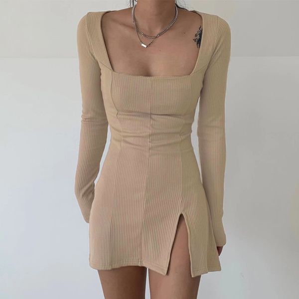 weekeep side split square collar long sleeve spring dress women knitted bodycon party clubwear mini dresses 2020 y0118, Black;gray
weekeep side split square collar long sleeve spring dress women knitted bodycon party clubwear mini dresses 2020 y0118, Black;gray