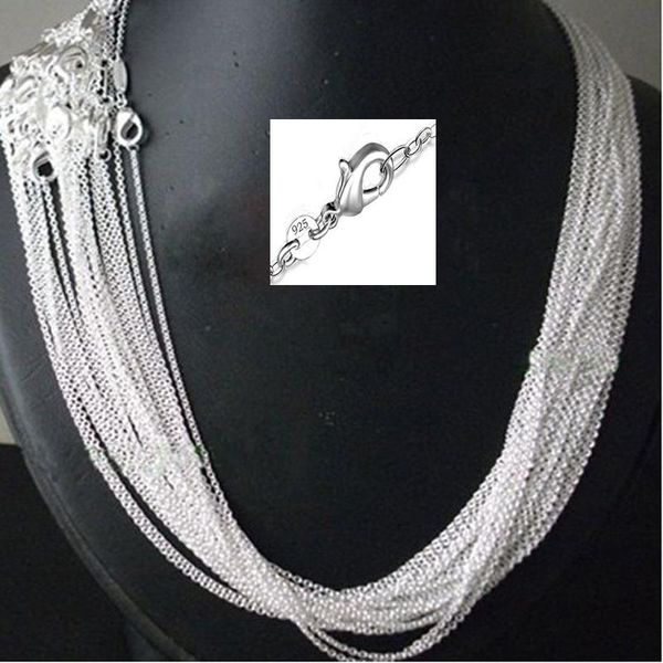 

chains wholesale 100pcs/lot 925 stamped silver plated 1mm link rolo 16",18" ,20",22",24 inch women jewelry chain