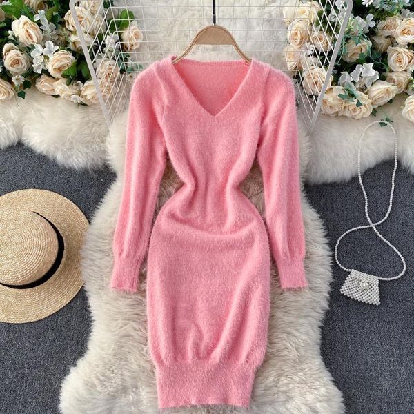 women soft knitted short dress korean stylev neck long sleeve slim pencil dress autumn winter warm bodycon sweater dresses 20211, Black;gray
women soft knitted short dress korean stylev neck long sleeve slim pencil dress autumn winter warm bodycon sweater dresses 20211, Black;gray