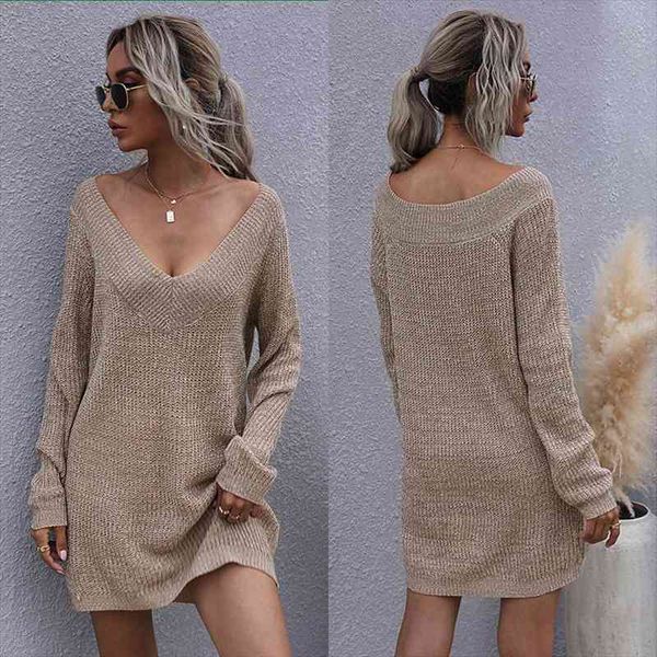v-neck midi sweater pullover women dress solid color long sleeves knitted jumpers sweater casual loose dropshipping, White;black
v-neck midi sweater pullover women dress solid color long sleeves knitted jumpers sweater casual loose dropshipping, White;black