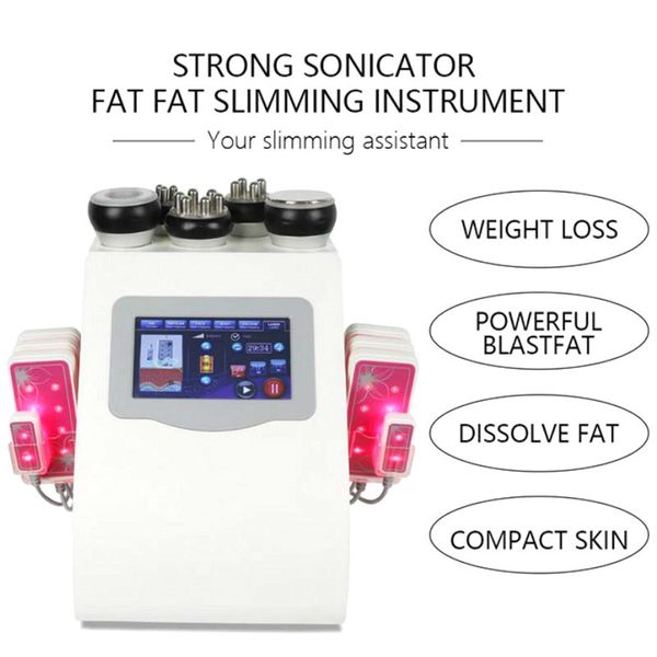 6 in 1 40k ultrasonic liposuction cavitation 8 pads laser vacuum rf skin care salon spa beauty equipment slimming machine