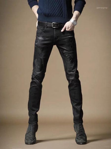 new 2020 men's male spring autumn models embroidered jeans brand high-end printed stretch korean trousers1, Blue
new 2020 men's male spring autumn models embroidered jeans brand high-end printed stretch korean trousers1, Blue