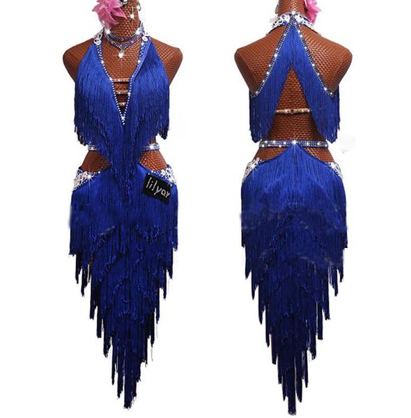 new latin dance competition dress v-neck v-back performing dresses dancing skirts blue fringed dress dance clothes women bl2549, Black;red
new latin dance competition dress v-neck v-back performing dresses dancing skirts blue fringed dress dance clothes women bl2549, Black;red