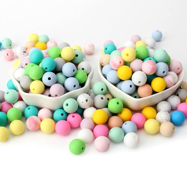 50/100/200/500/1000 Pcs Silicone Beads 12mm Grade Round Silicone Beads Diy Baby Pendant Necklace Teether