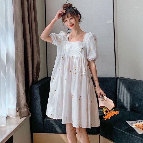 maternity dresses summer square collar embroidery flower loose pregnant mother dress short sleeve plus size fashion empire cotton dress1, White
maternity dresses summer square collar embroidery flower loose pregnant mother dress short sleeve plus size fashion empire cotton dress1, White