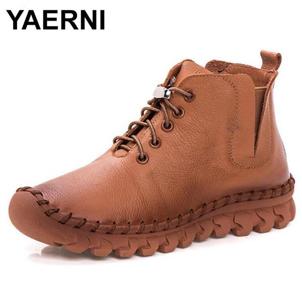 boots yaerni autumn winter women's fashion 2021 genuine leather shoes sewing casual botas warm plush round toe ankle e625, Black
boots yaerni autumn winter women's fashion 2021 genuine leather shoes sewing casual botas warm plush round toe ankle e625, Black
