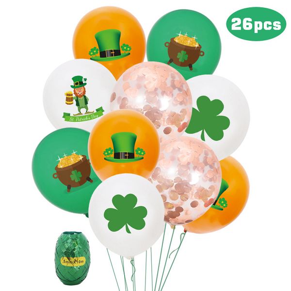 26pcs st. patrick's day clover theme party decoration sequin latex balloon set festival balloon
26pcs st. patrick's day clover theme party decoration sequin latex balloon set festival balloon