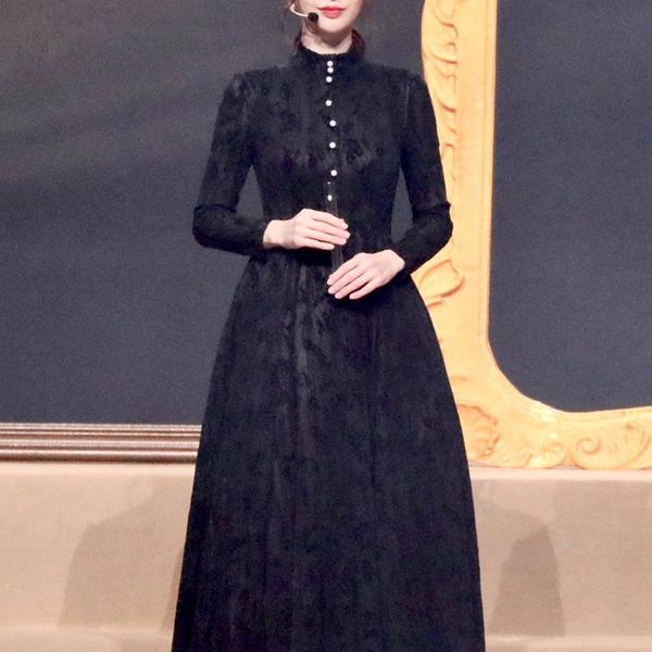 2021 new fall lace single beads breasted sleeves elegant temperament party dress long women's clothes zq7z, Black;gray
2021 new fall lace single beads breasted sleeves elegant temperament party dress long women's clothes zq7z, Black;gray