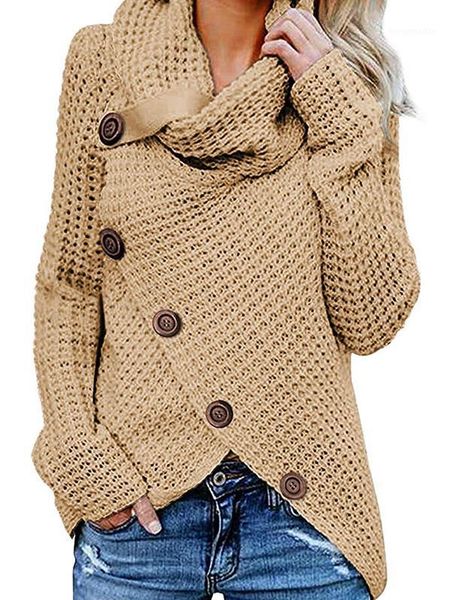 wipalo five buckle solid color women's sweater ladies long sleeve turtleneck buttons pullover women sweaters pull femme1, White;black
wipalo five buckle solid color women's sweater ladies long sleeve turtleneck buttons pullover women sweaters pull femme1, White;black