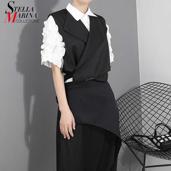 korean style size woman solid black wrap vest sashes sleeveless v neck ladies unique casual gilet style streetwear 1851 201125, Black;white
korean style size woman solid black wrap vest sashes sleeveless v neck ladies unique casual gilet style streetwear 1851 201125, Black;white