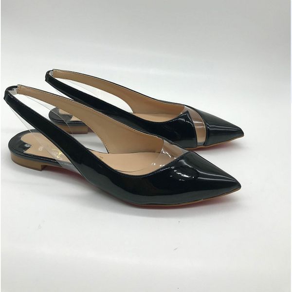 2021 new baotou women's patent leather sandals professional work autumn coringa strap with transparent flat shoes e1ot, Black
2021 new baotou women's patent leather sandals professional work autumn coringa strap with transparent flat shoes e1ot, Black