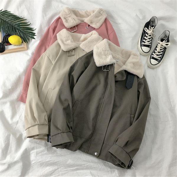 short cotton parkas women winter fashion new velvet thickened imitation lamb wool bf loose tooling cotton jacket tide outwearsx1016, Black;brown
short cotton parkas women winter fashion new velvet thickened imitation lamb wool bf loose tooling cotton jacket tide outwearsx1016, Black;brown