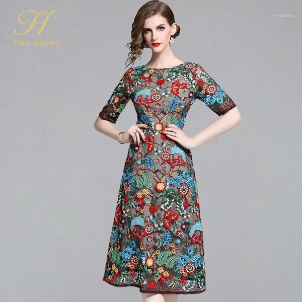 h han queen summer mesh dress work casual slim fashion o-neck embroidery dresses women runway slim a-line vintage vestidos1, Black;gray
h han queen summer mesh dress work casual slim fashion o-neck embroidery dresses women runway slim a-line vintage vestidos1, Black;gray