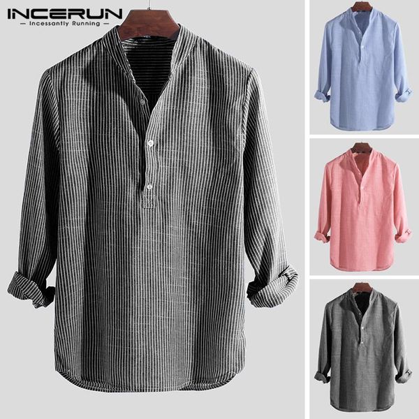 men's casual shirts incerun autumn men brand striped button chic vintage long sleeve stand collar streetwear camisa shirt 2021 5xl, White;black
men's casual shirts incerun autumn men brand striped button chic vintage long sleeve stand collar streetwear camisa shirt 2021 5xl, White;black