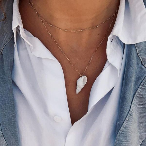 2pcs/set female necklace set conch bead chain multilayer gold necklace fashion lady beach party pendant jewelry, Silver
2pcs/set female necklace set conch bead chain multilayer gold necklace fashion lady beach party pendant jewelry, Silver