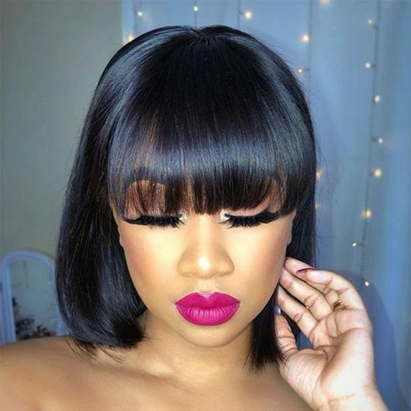 straight bob wig with bangs brazilian human hair wigs for black women 100% remy hair full machine wig short bob wigs, Black;brown
straight bob wig with bangs brazilian human hair wigs for black women 100% remy hair full machine wig short bob wigs, Black;brown