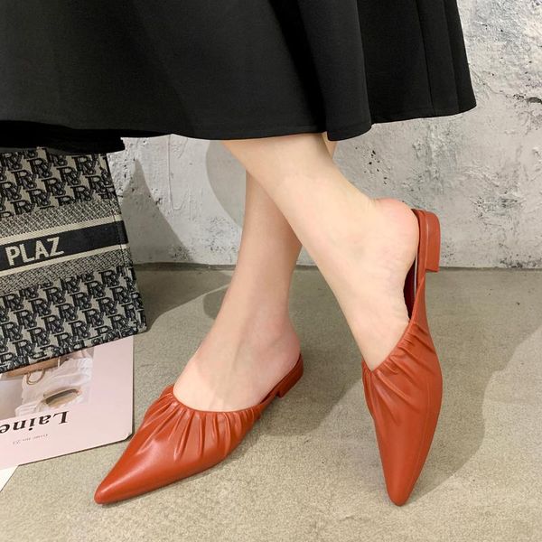 slippers 2021 low heel pointed toe sandals women pu leather mules shoes summer outdoor fashion pleated women1, Black
slippers 2021 low heel pointed toe sandals women pu leather mules shoes summer outdoor fashion pleated women1, Black