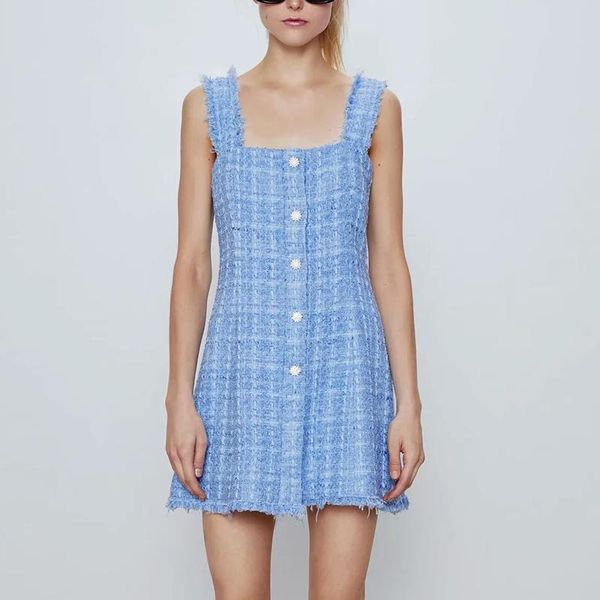 casual dresses elegant women tweed sun-dress ladies vintage gem button midi dress girls chic 2021 summer fashion boho female slim solid, Black;gray
casual dresses elegant women tweed sun-dress ladies vintage gem button midi dress girls chic 2021 summer fashion boho female slim solid, Black;gray