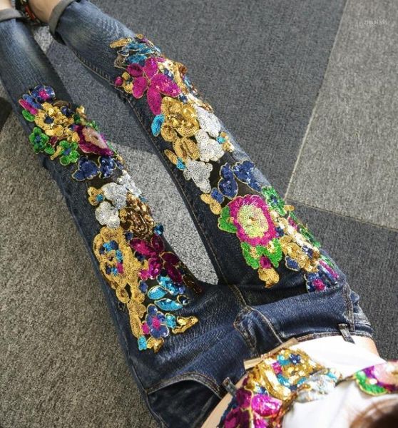 women's korean fashion shiny sequins flower jeans female jeans plus size slim denim pants tb5031, Blue
women's korean fashion shiny sequins flower jeans female jeans plus size slim denim pants tb5031, Blue