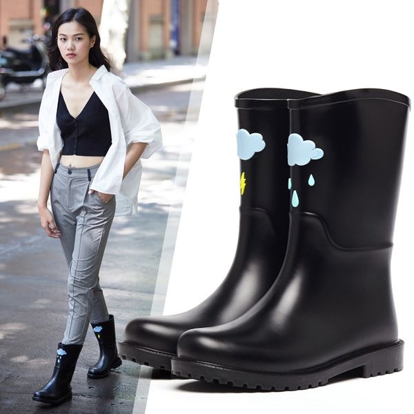 dripdrop cute rain boots for women waterproof ladies mid-calf boots water shoes with appliques 201102, Black
dripdrop cute rain boots for women waterproof ladies mid-calf boots water shoes with appliques 201102, Black
