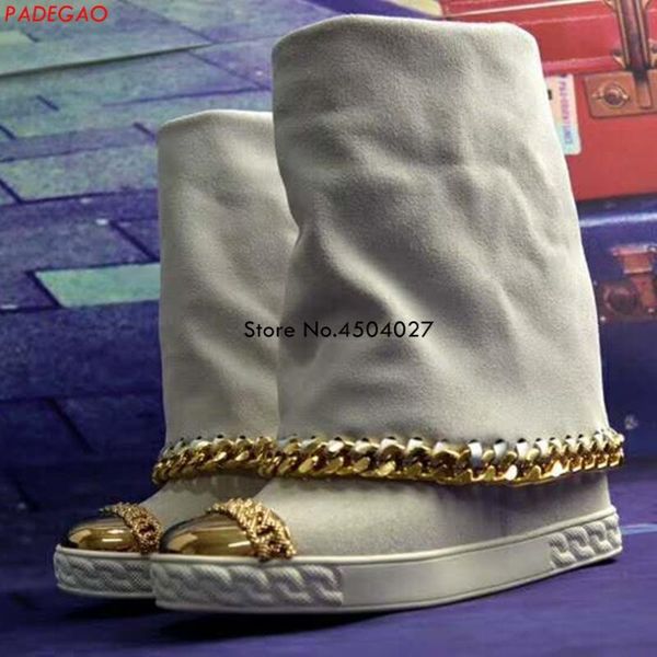 spring autumn women's boots gold metal toe boots for female ladies height increase flat shoes women mid calf high, Black
spring autumn women's boots gold metal toe boots for female ladies height increase flat shoes women mid calf high, Black