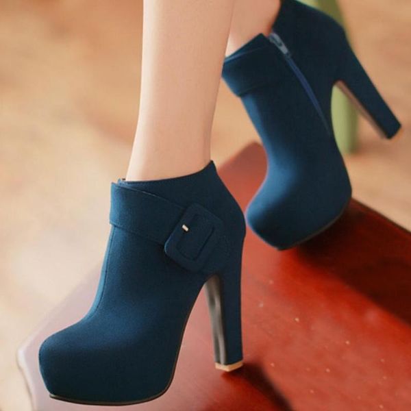 brand new booties autumn winter classic high heels elegant platform ankle boots woman shoes female, Black 
brand new booties autumn winter classic high heels elegant platform ankle boots woman shoes female, Black