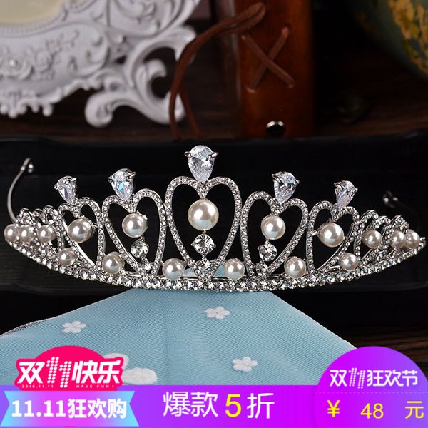 bride baroque korean headdress modeling queen princess crown wedding dress accessories, Silver
bride baroque korean headdress modeling queen princess crown wedding dress accessories, Silver