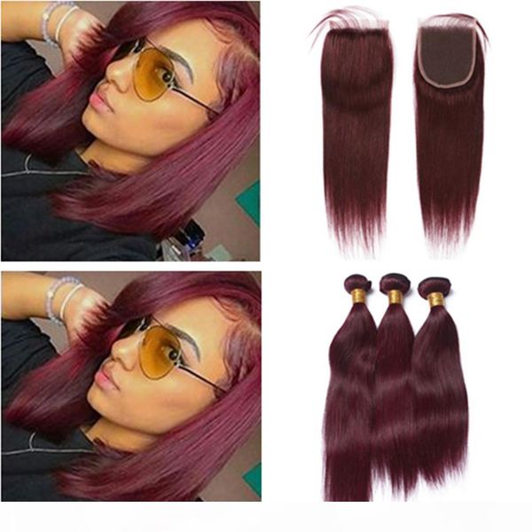 wine red brazilian human hair straight 3bundles with closure #99j burgundy hair wefts with closure dark wine lace closure 4x4 with weaves, Black
wine red brazilian human hair straight 3bundles with closure #99j burgundy hair wefts with closure dark wine lace closure 4x4 with weaves, Black