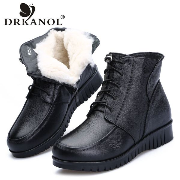 drkanol 2020 women winter snow boots classic black genuine leather thick wool fur warm ankle boots low heel shoes women boots 1026
drkanol 2020 women winter snow boots classic black genuine leather thick wool fur warm ankle boots low heel shoes women boots 1026