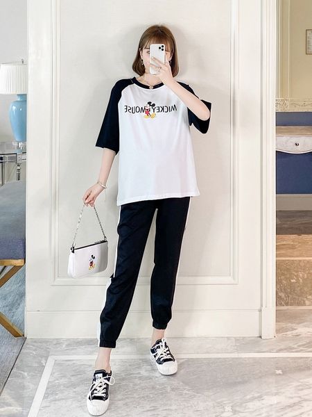 hwpqn 2020 mi casual suit pregnant women's qi color matching short-sleeved t-shirt slimming leggings belly-supporting pants mom sports, Gray
hwpqn 2020 mi casual suit pregnant women's qi color matching short-sleeved t-shirt slimming leggings belly-supporting pants mom sports, Gray