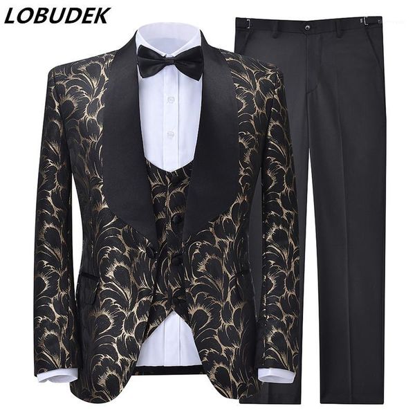 blazer+vest+pants) wedding suit 3 piece banquet prom fashion floral suits evening stage singer host shawl lapel tuxedo costume1, White;black
blazer+vest+pants) wedding suit 3 piece banquet prom fashion floral suits evening stage singer host shawl lapel tuxedo costume1, White;black