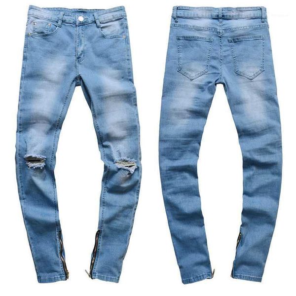 hi-street man jeans slim fit side zipper ripped casual jeans youth blue color hole fashion men1
hi-street man jeans slim fit side zipper ripped casual jeans youth blue color hole fashion men1