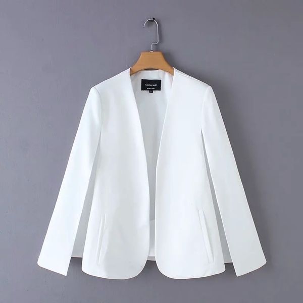split design women cloak suit coat casual lady black and white jacket fashion streetwear loose outerwear t200319, Black;brown
split design women cloak suit coat casual lady black and white jacket fashion streetwear loose outerwear t200319, Black;brown