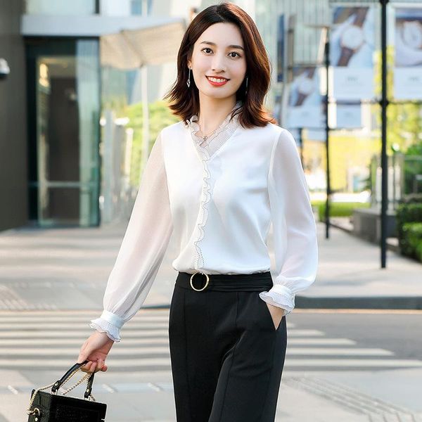 lotus leaf side chiffon long-sleeved collared shirt 2021 spring women blouses plus size clothing for women, White
lotus leaf side chiffon long-sleeved collared shirt 2021 spring women blouses plus size clothing for women, White