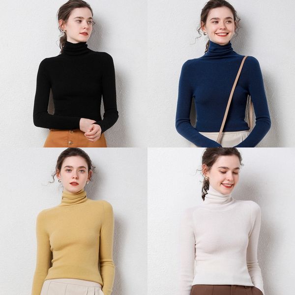 new thin woolen in autumn and winter cashmere woolsweater wool2020women's foreign style tight pile collar bottoming sweatershort knitte, White;black